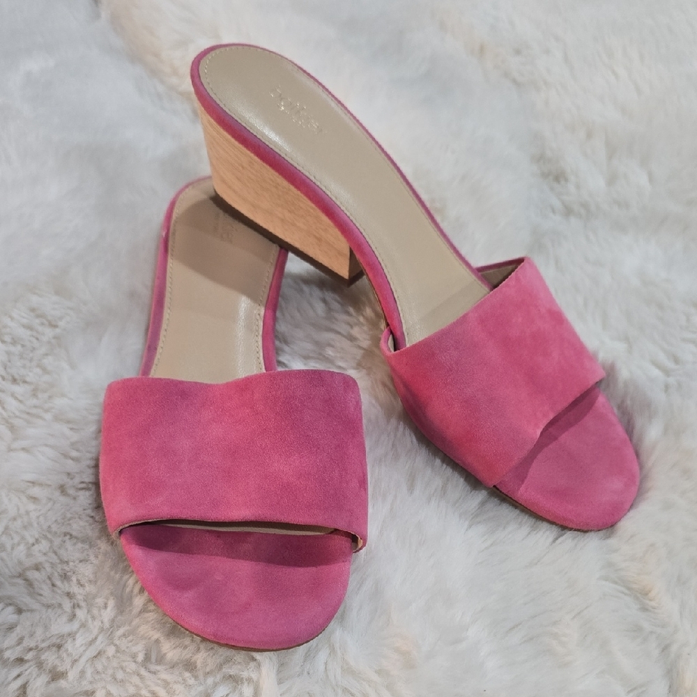 Botkier Pink Suede Block Heel Mules
